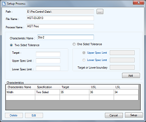 Pre-Control WorkBench-New Process Setup