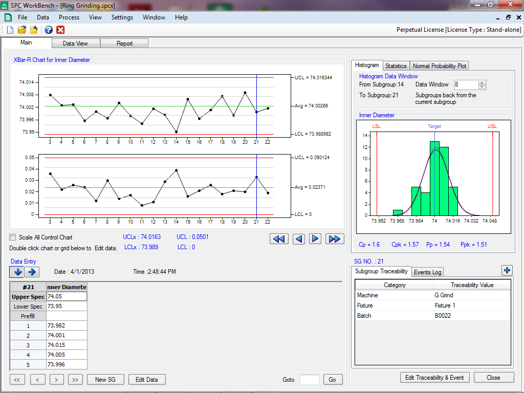 SPC WorkBench Main Screen: Click to view larger image