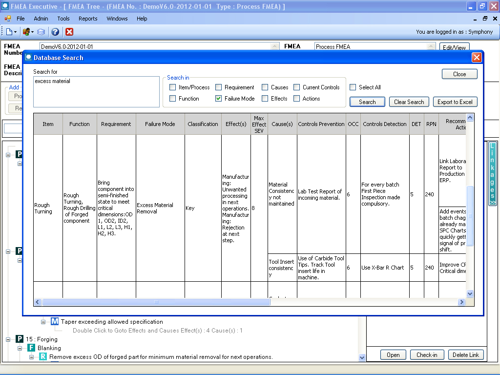 FMEA VDA Database search