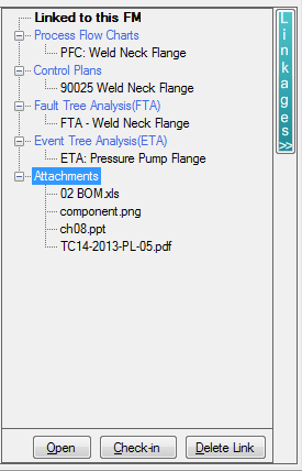 FMEA Executive provides Linkages to External Documents